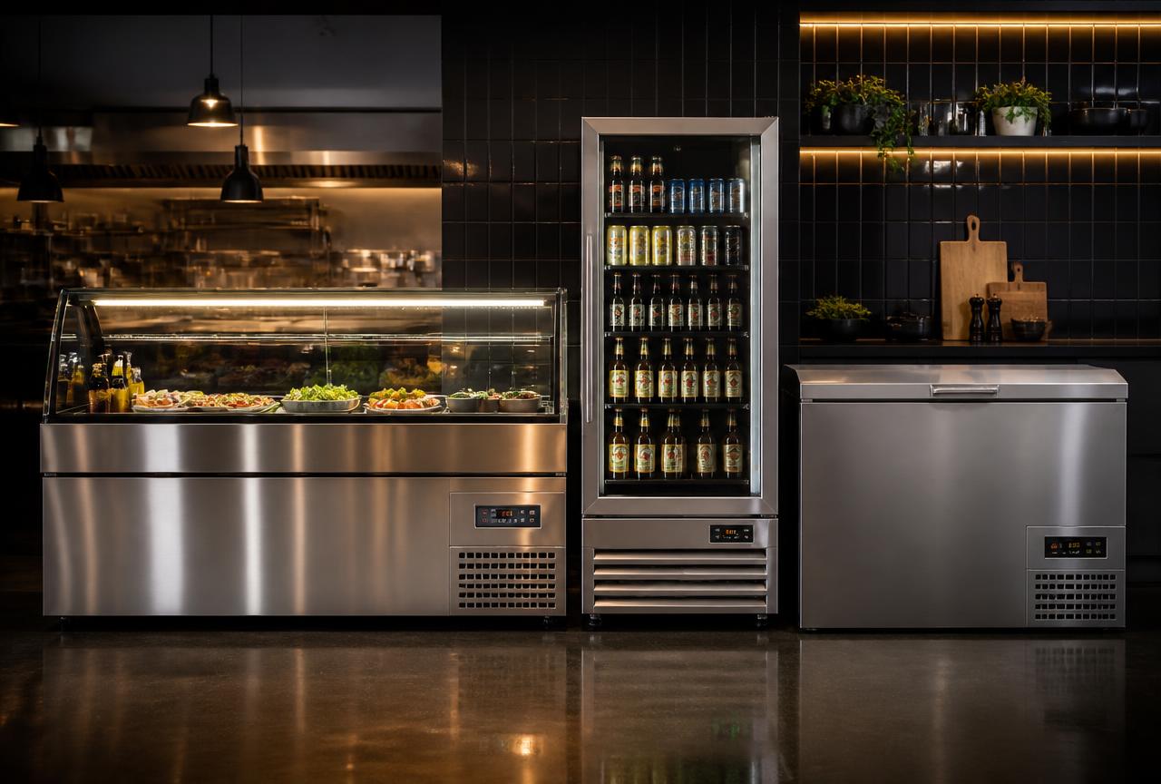 Balcão refrigerado em estabelecimento comercial